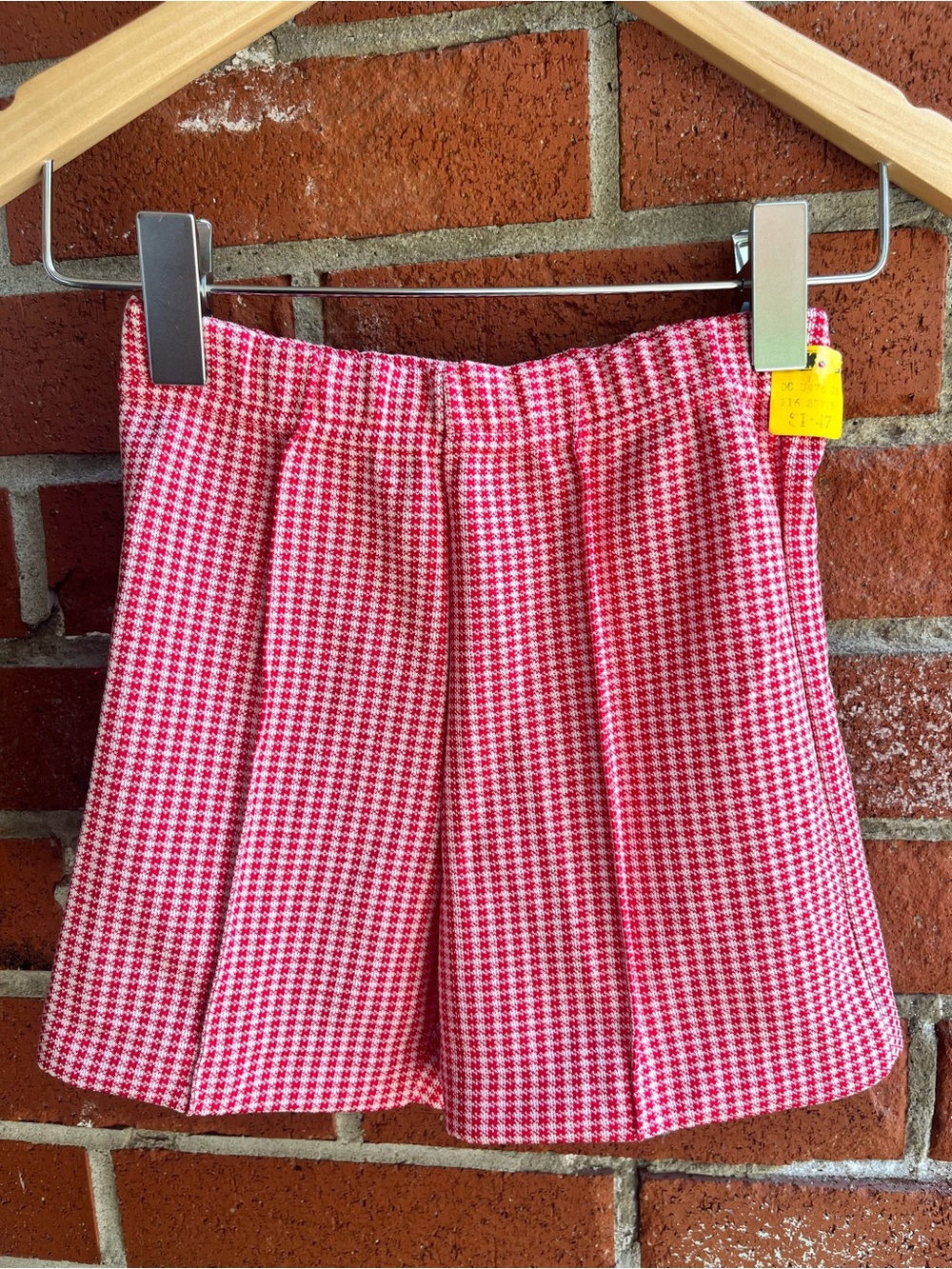 Deadstock Vintage Kids Shorts Elastic Waist Pull-on Red and White Gingham